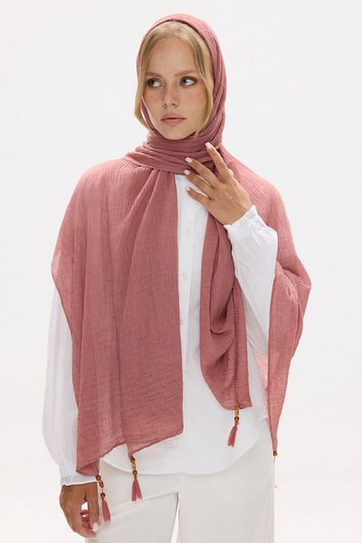 FENZA SCARF Βαμβακερό σάλι Freya Muslin Twisted Tassel