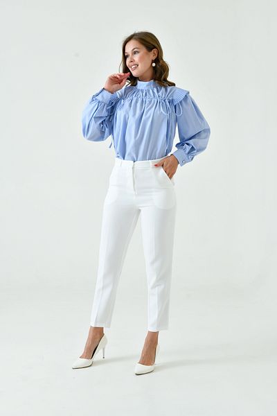 MOONSC Pantaloni albi morcovi