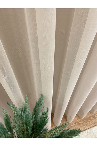 Brillant Linen Look 1/2.5 Normal Pleat -Latte Beige Color Tulle Curtain