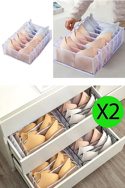 ADARYA HOME Διάφανο Σουτιέν Organizer - 2 Τεμάχια, 40x32x12 εκ