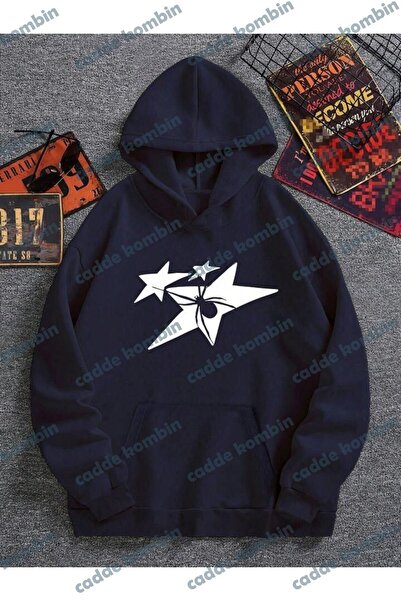 caddekombin Unisex Spider Star Printed Oversize Hoodie