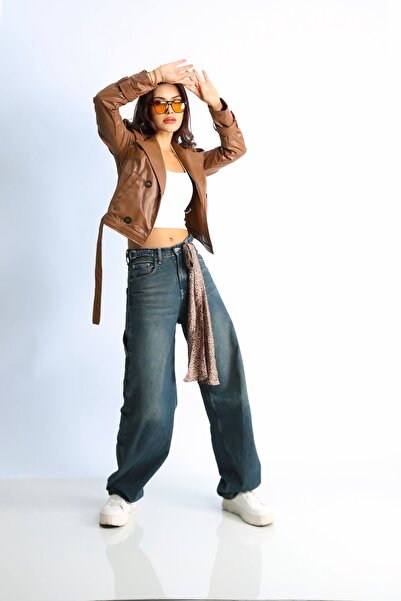 SahraAfra سترة نسائية من الجلد الصناعي لراكبي الدراجات النارية من Flora