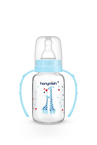 Hanymish Natural Glass Baby Bottle with Handle 125 ml