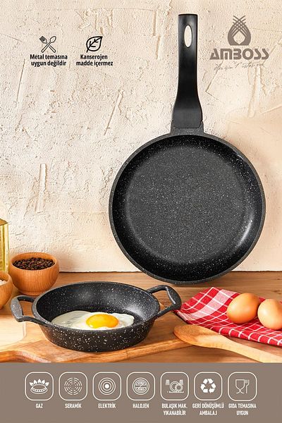 Amboss Sun 2-Piece Fireproof Non-Stick Casting Granite Coating Pan and Sauce (Omlet) Set