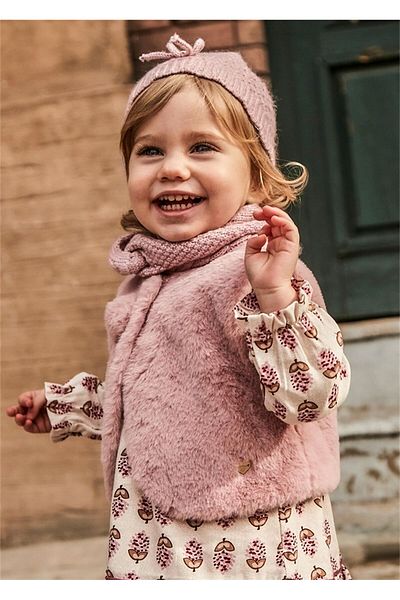 MAYORAL Pink Furry Baby Girl Vest - 2327