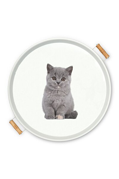 hemlife 51 Cm Printed Presentation Tray - Metal Tea and Coffee Tray with Wooden Handles