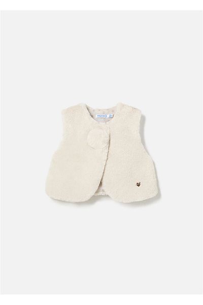 MAYORAL Beige Furry Baby Girl Vest - 2327