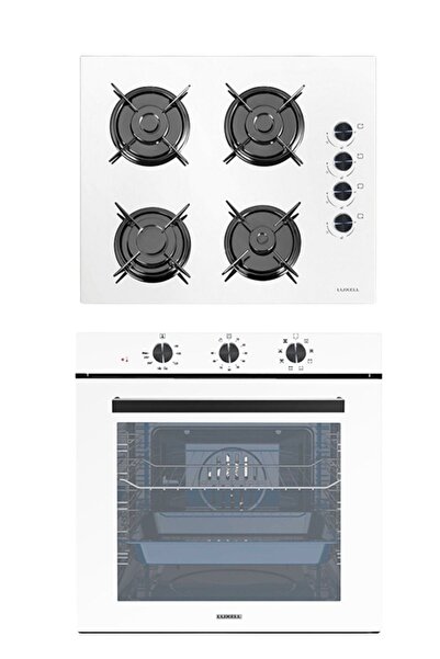 Luxell 88 LİTRE SÜPER KRİSTAL BEYAZ ANKASTRE 2 Lİ SET(A68-sf3 Fırın /oc88 Ankastre Cam Ocak)
