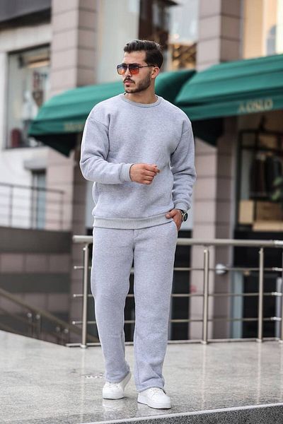 eBaa fashıon 3 Yarn Compatic Combed Cotton Bicycle Collar Baggy Tracksuit Set