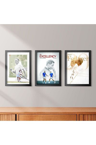 KAYNOCK Roger Federer Set of 3, Tennis, Rafael Nadal, Table Set, Poster Painting Digital Design