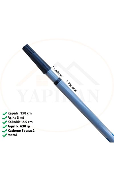 vertical 3 Meter Telescopic Extension Metal Handle Adjustable - 2 Level Pole