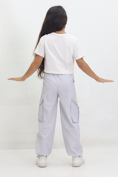 Kamex Gray School Girl Pants - Parachute Cargo Pocket with Stopper