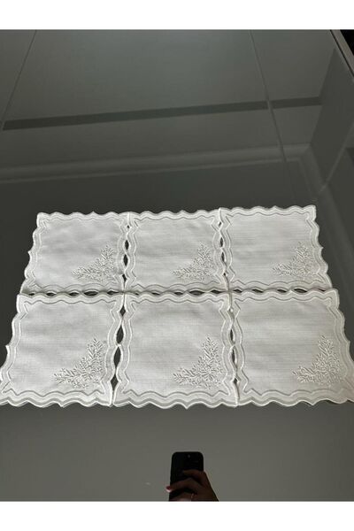 LİNDA MİA مجموعة مناديل الكوكتيل على شكل ورقة شجر مكونة من 6 قطع