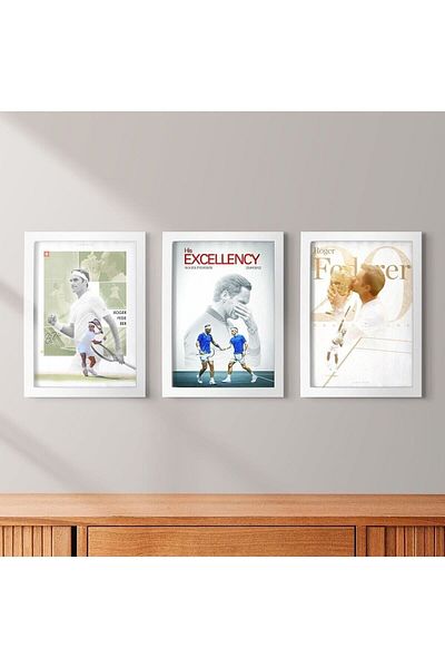 KAYNOCK Roger Federer Set of 3, Tennis, Rafael Nadal, Table Set, Poster Painting Digital Design