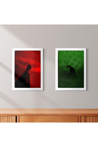 KAYNOCK Batman 2'li Set, Joker, Çizgi Roman, Süper Kahraman, Poster Tablo Dij...