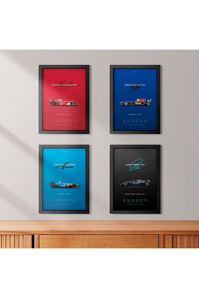 KAYNOCK Set de 4 F1 Legends, Formula 1, F1, Schumacher, Hamilton, Poster Painting Design digital