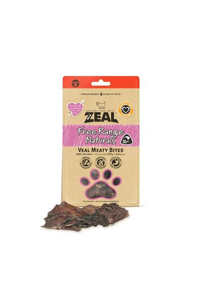 ZEAL طعام الحيوانات الأليفة قطع لحم العجل للكلاب، 125 جرام