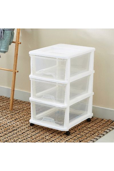 Home Box Kevin 3-Tier Drawer Set with Wheels - 44x33x59 cm