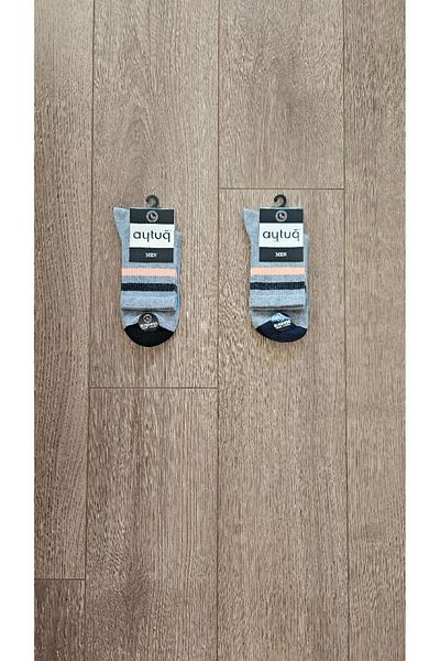 Aytuğ 2 ζευγάρια Short Socks Summer Season Ανδρικές Business Group Γκρι χτενισμένες βαμβακερές κάλτσες - 11104