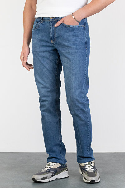 HALAT'S Erkek Danıel Regular Fit Likralı Açık Mavi Jean Kot Pantolon