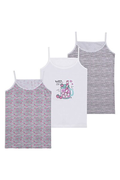 koza iç giyim Girl's 3-Piece Strawberry Patterned Tank Top