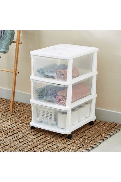 Home Box Kevin 3-Tier Drawer Set with Wheels - 44x33x59 cm