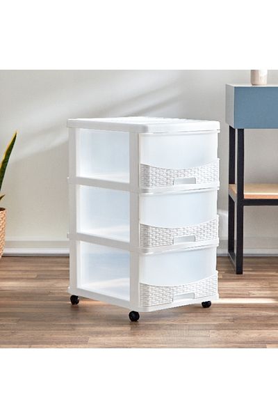 Home Box Kevin 3-Drawer Rattan Storage Cabinet
