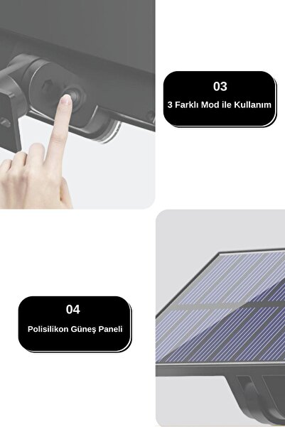 HANGAST Güneş Enerjili Solar Hareket Sensörlü Dış Mekan Aydınlatma 106 Ledli Bahçe Balkon Aydınlatma