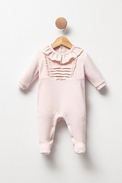 Cassiope Soft Textured and Ruffle Detailed Baby Girl Jumpsuit - Snap Closure