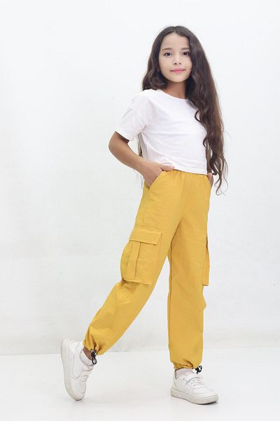 Kamex Parachute Cargo Pocket School Girl Pants Yellow