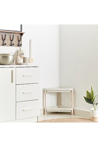 Home Box عربة نوفا تراينجل ذات طبقتين مع لمسة نهائية خشبية