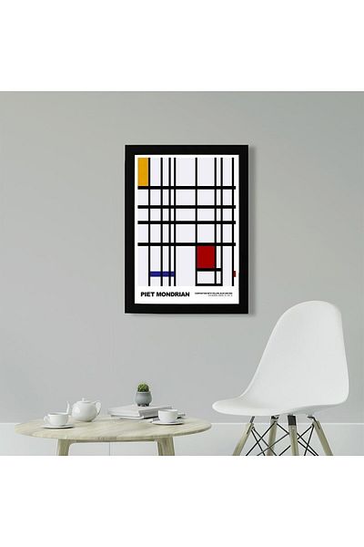 KAYNOCK Piet Mondrian Galben, Albastru și Roșu, Modern, Artă Contemporană Poster Tablo Design Digital
