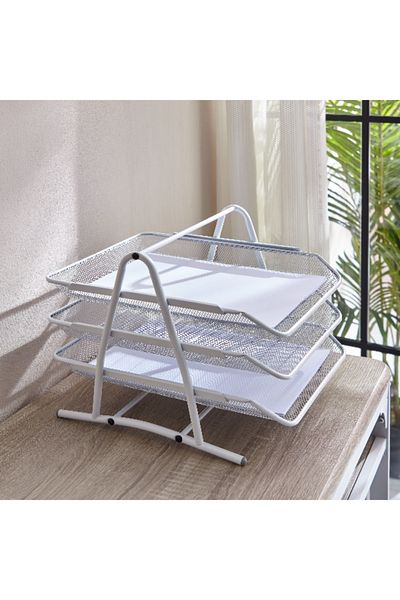 Home Box Mesh 3-Tier File Rack
