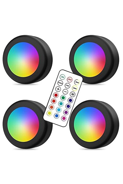 UpWay 4'lü Set LED Aydınlatma Dekoratif RGB Gece Lambası 12 Renk Kumandalı  Küçük