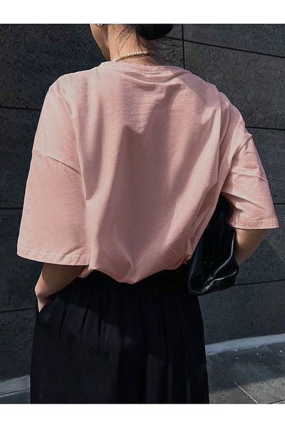Know Γυναικείο μπλουζάκι σε σκόνη Pink Energy Attitude Printed Oversize