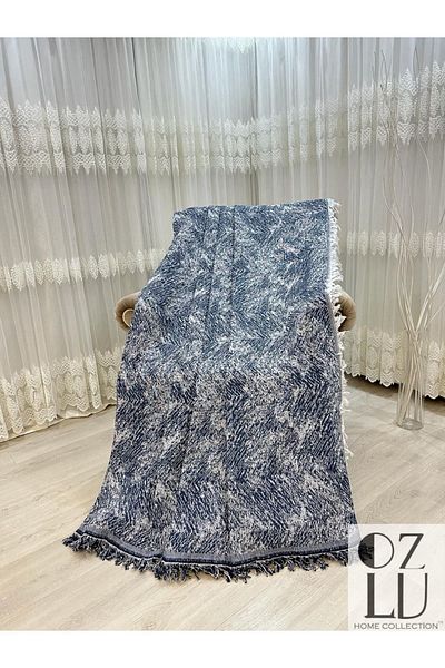 Özlü Home Canapea din bumbac - Husa pentru canapea extensibila 170x220 Alaca Denim Blue Sofa Wrap