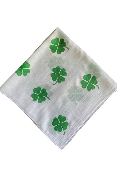 leillART White Clover Patterned Cotton Women's Hair Bandana