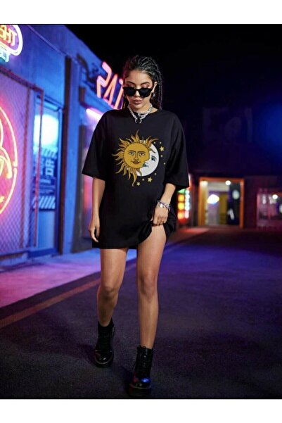 Know Γυναικείο μπλουζάκι με στάμπα με μαύρο Sun And Moon