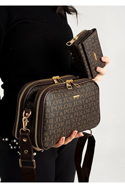 Just Polo Kadın Yeni Sezon Baskılı Omuz Çantası Ve Cüzdanı Kombin 232053MH