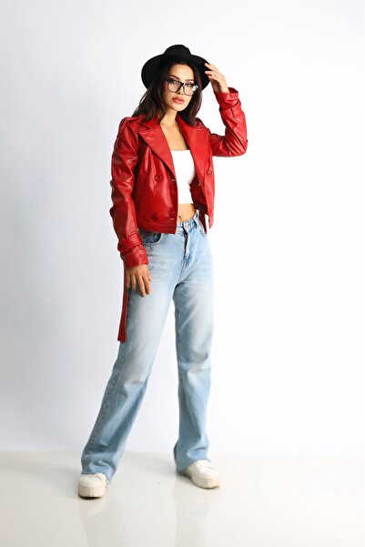 Heggo Jachetă motociclist din piele artificială Flora pentru femei