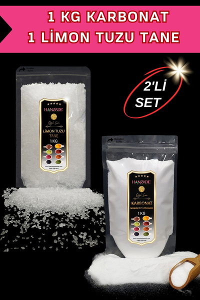 Hanzade Bitkisel Limon Tuzu Tane 1 Kg + Karbonat 1 Kg 2'li Set