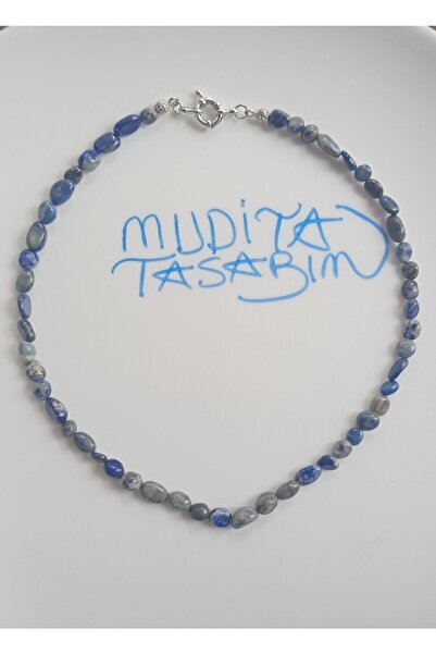 Mudita Tasarım Amorf Kesim Gerçek Doğal Lapis Lazuli Kolye
