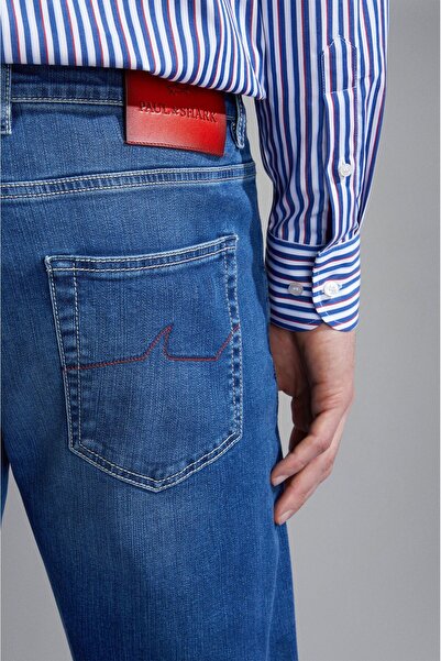 PAUL&SHARK Men's Red Rivet 5 Pockets Jeans