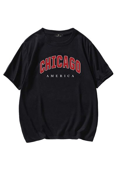 Know Ανδρικό μαύρο T-Shirt Oversize Chicago T-shirt