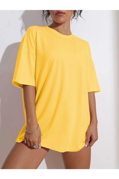 Know Női Yellow Wish Happy Everyday Nyomtatott Oversize póló