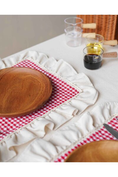 KaiHome 6lı Kareli Fırfır Detaylı Amerikan Servis/ Supla