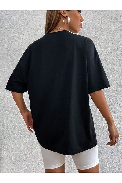 Know Women's Black Houston Printed Oversize T-shirt