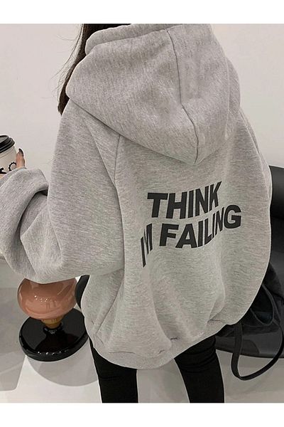 Know Graues Damen-Sweatshirt mit Print in Übergröße M