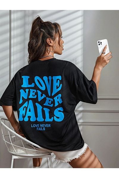 Know Tricou oversize cu imprimeu Black Love Never Fails pentru damă