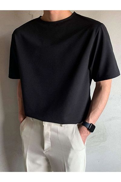 Know Μαύρο Oversize ανδρικό μονόχρωμο μπλουζάκι